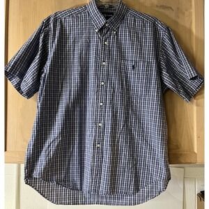 Ralph‎ Lauren "Bartlett" SS Button Down XL Shirt Blue Plaid